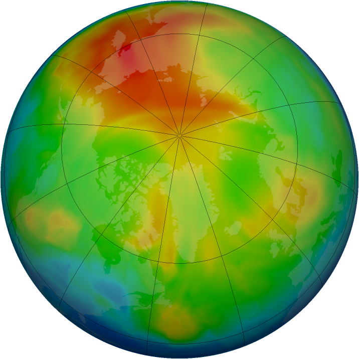 Arctic ozone map for 11 January 2013